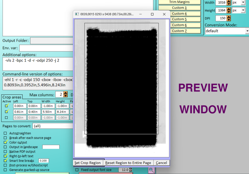 واجهة برنامج k2pdfopt