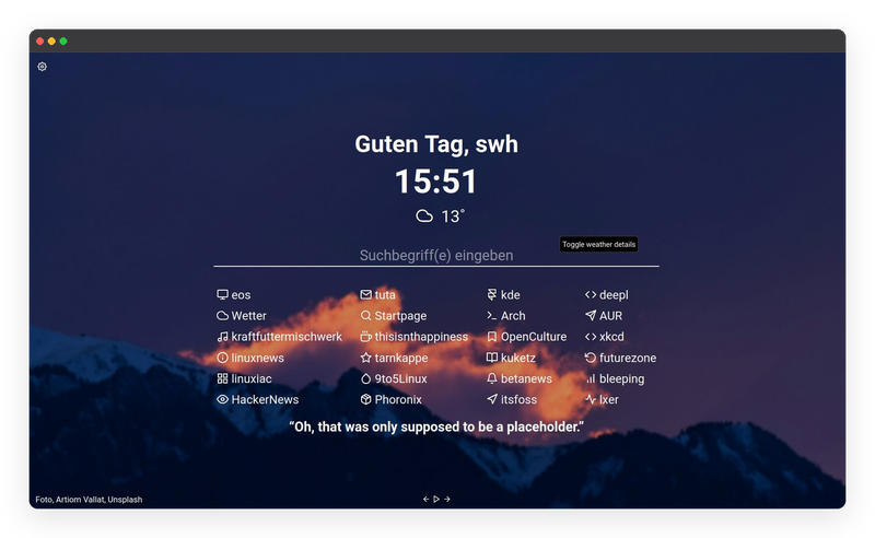 صفحة Tabliss مع خلفية جبال وروابط اخبار التقنية